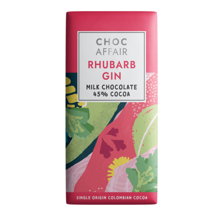 Rhubarb gin flavour milk chocolate bar