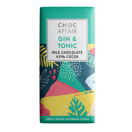Gin & tonic flavour milk chocolate bar