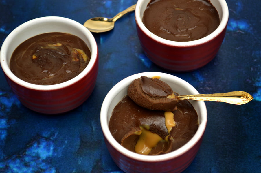 Dark Chocolate & Caramel Custard Pots