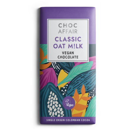 Oat m!lk chocolate bar on white background - Choc Affair