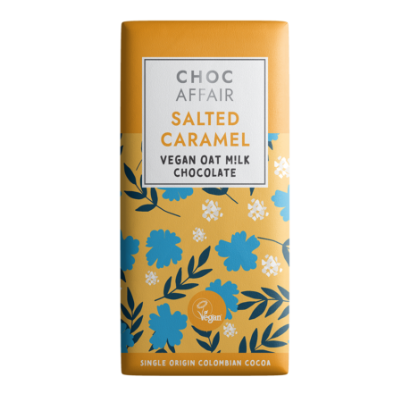 Salted caramel flavoured oat milk chocolate bar