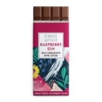 Raspberry gin flavour infused milk chocolate bar