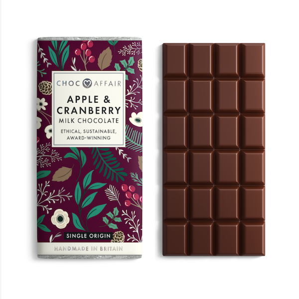 Apple & Cranberry flavoured Milk Chocolate Bar