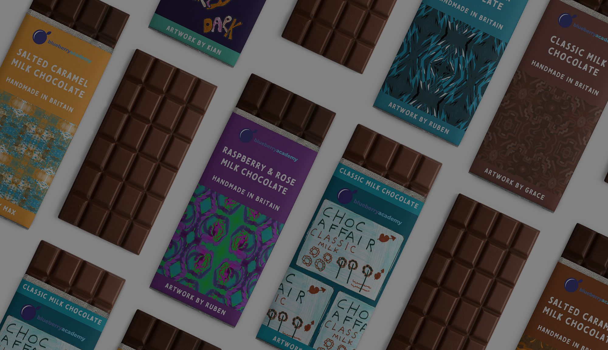 Blueberry academy chocolate bars