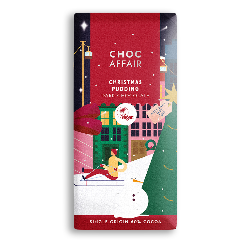 Christmas Pudding 60% Dark Chocolate – Christmas 2026 : Choc Affair Christmas Pudding 60% Dark Chocolate festive Christmas chocolate bar