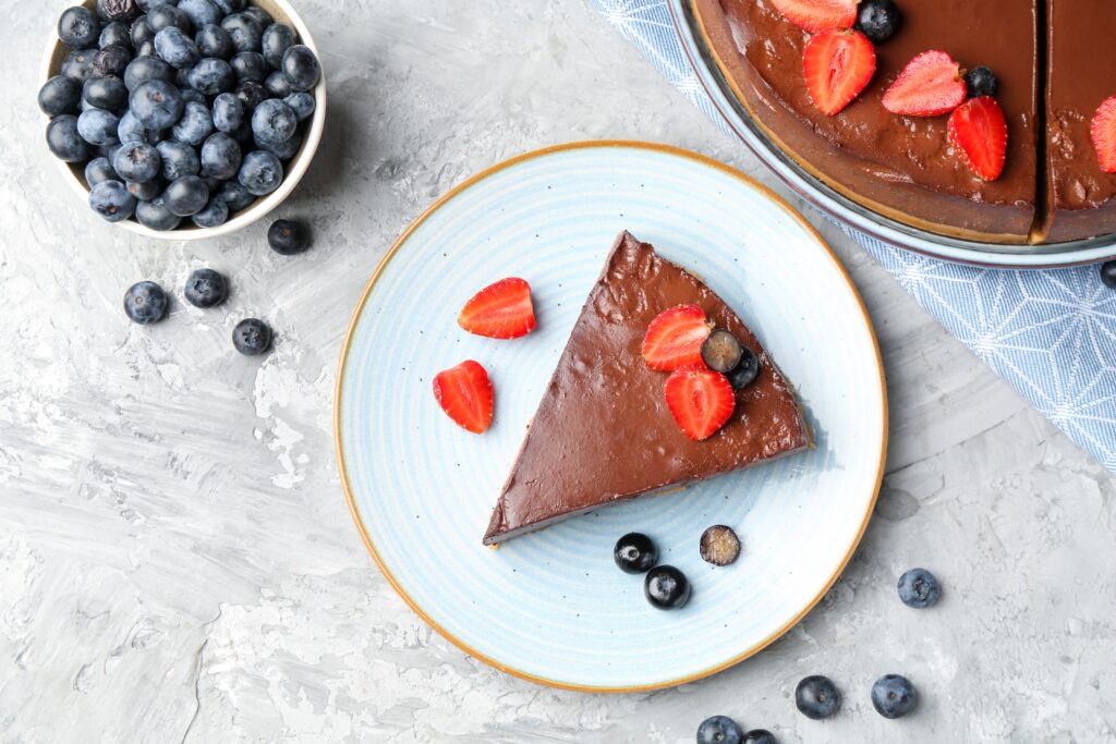 Avocado & chocolate vegan cheesecake.