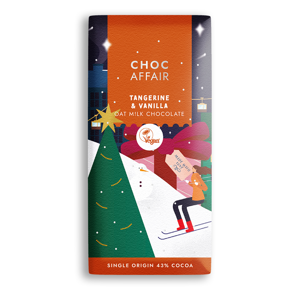 Tangerine & Vanilla Oat M!lk Chocolate – Christmas 2026 Choc Affair Tangerine and Vanilla Oat M!lk vegan Christmas chocolate bar